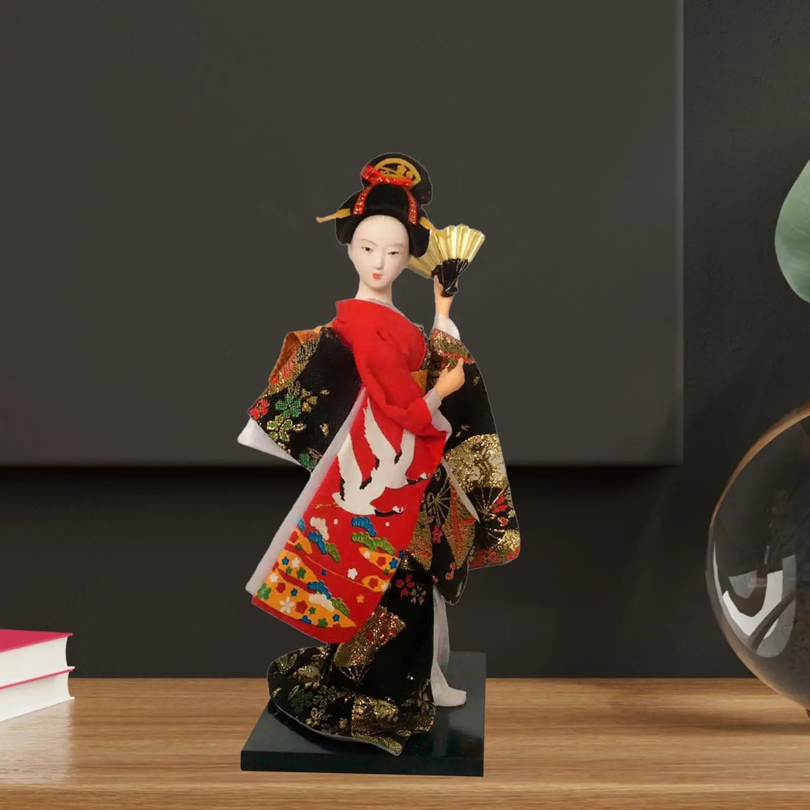 Japanese Geisha 9" Free Standing Oriental Ancient Kabuki Girl Statue Kimono Dolls Ornament for Shelf Table Home Office Decor Zpaxo Style C