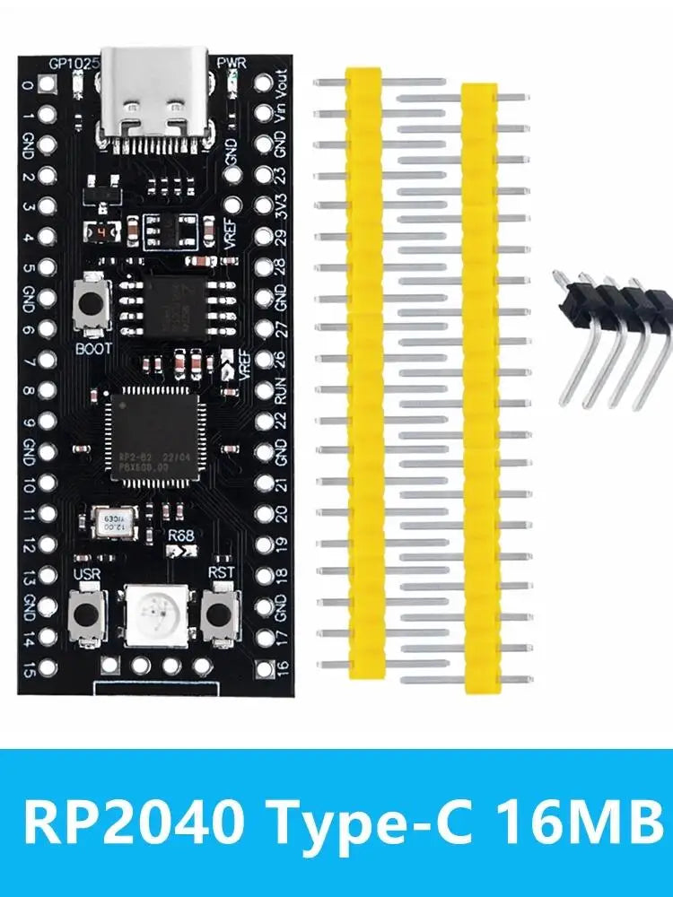 High-performance Raspberry Pi Pico RP2040 Microcontroller Board Zpaxo Type-C 16MB black