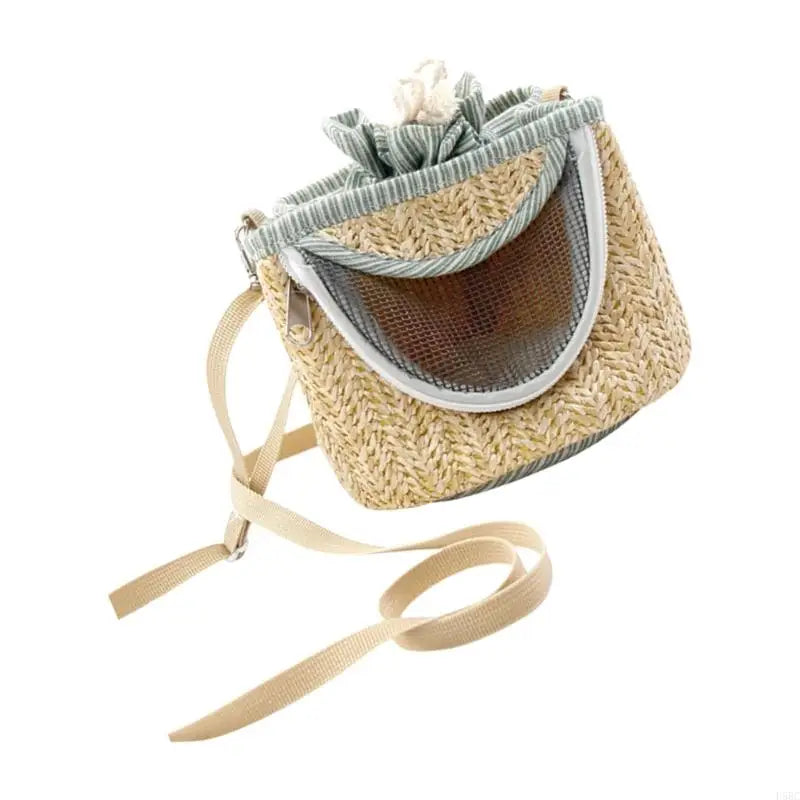 Ventilated Small Animal Carriers Bag Safety Zipperd Breathable Straw