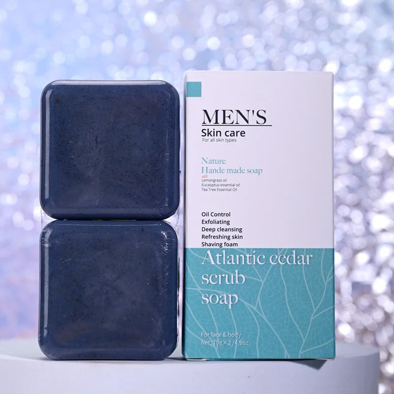 Cedrus Atlantica Scrub Soap – Men's Anti-Acne Herbal Olive Oil Bar Herbal Scrub Soap Zpaxo