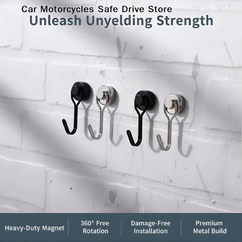 CM6Pcs Stainless Steel Magnetic Hook Heavy Duty Magnet Swivel Home