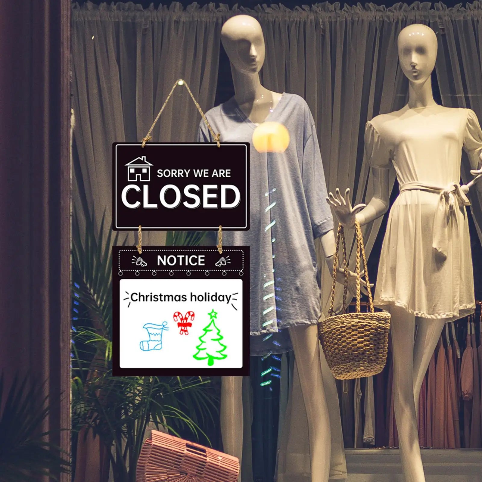 Double Sided Store Hours Sign Open Closed Decorative Welcome Boards