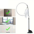 Interactive Cat Teaser Wand Bell Feather Long Suction Cup Pole Toy