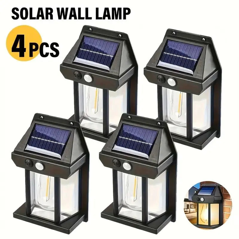 1/2/4/8Pack Solar Wall Lights Motion Sensor LED Lantern IP44 Waterproof Wall Mount Lamp Outdoor Courtyard Porch Deck Garden Yard Zpaxo 4PC