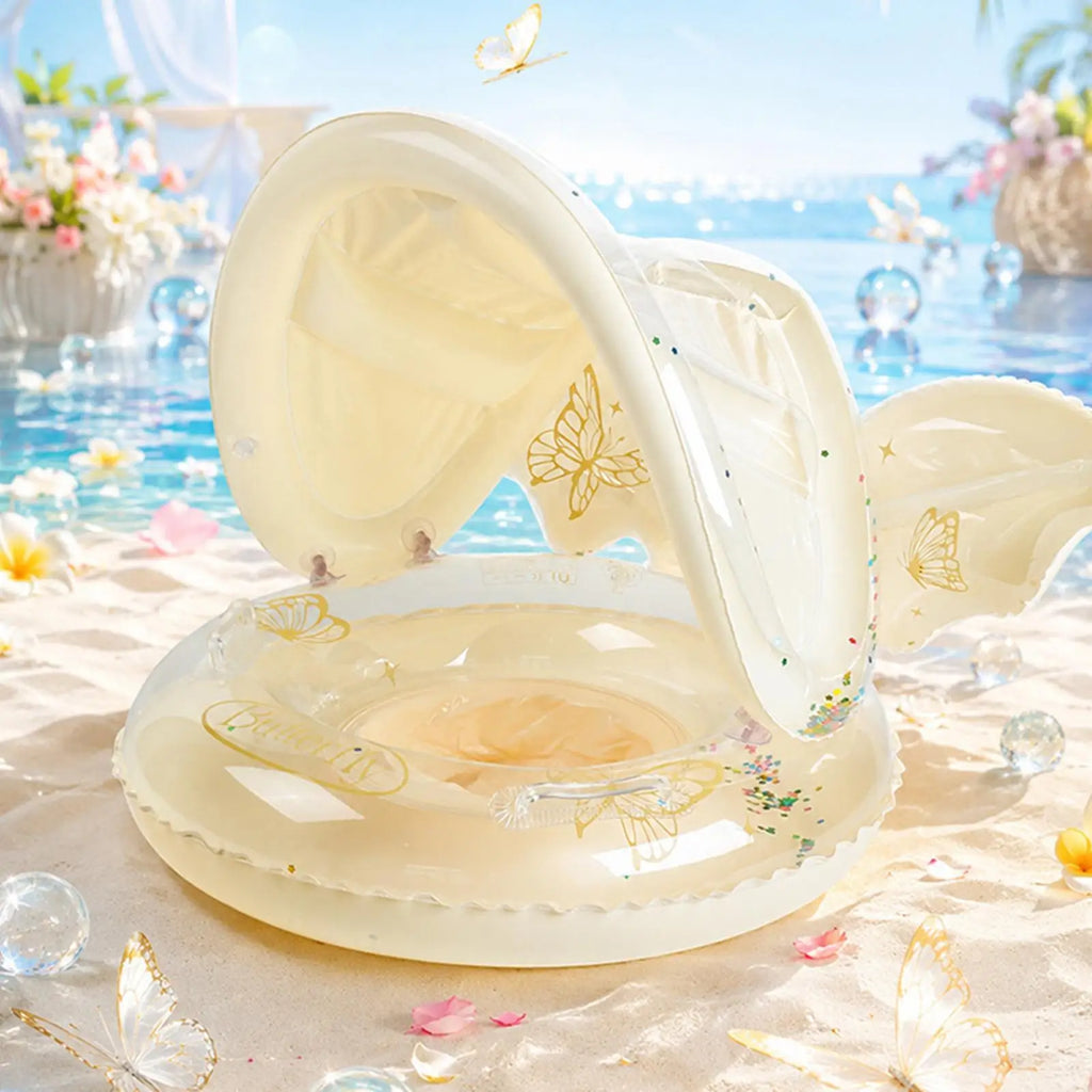 Kids Float Canopy Inflatable Swim Ring Sequin Butterfly Swimming 6 Zpaxo