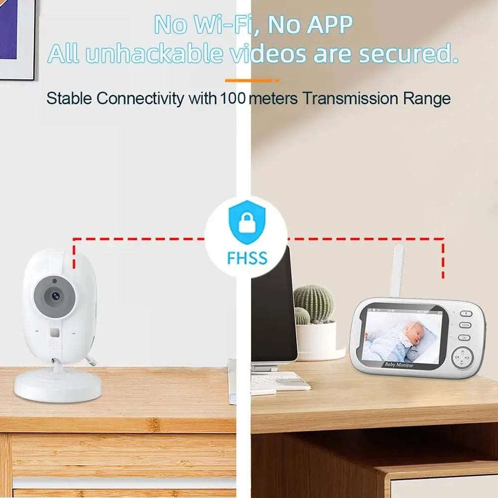 3 5'' Video Baby Monitor Mother Kid 2 Way Audio Talk Night Vision Zpaxo