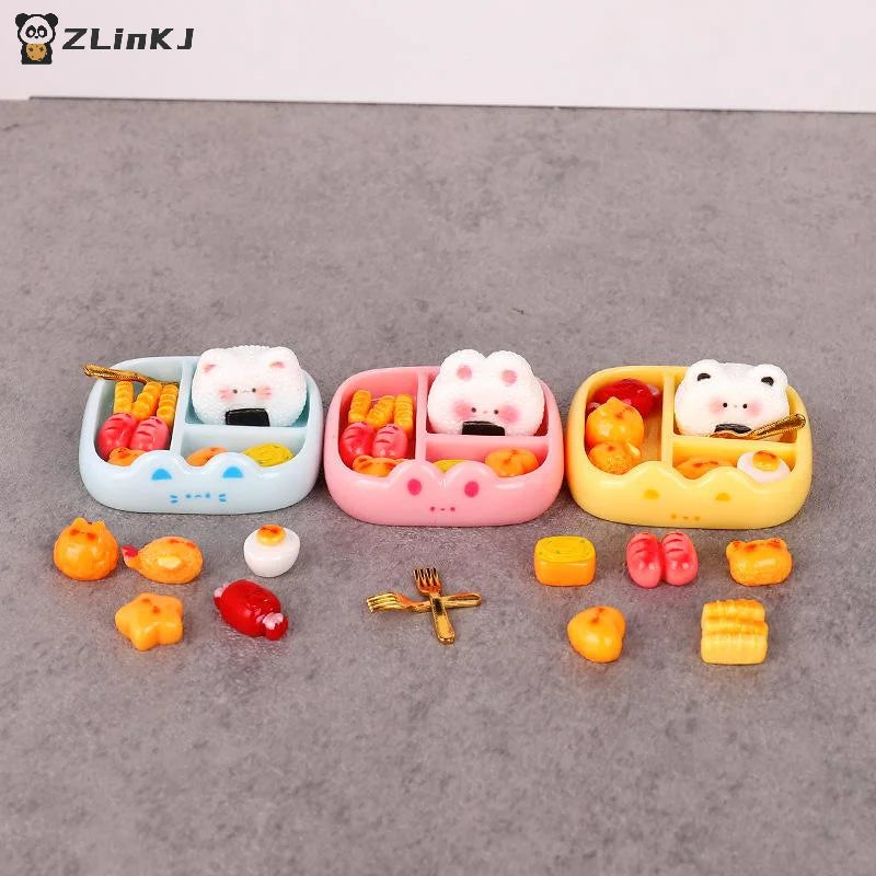 ▶Children's Pretend Play Toy Miniature Simulation Rice Ball Meal Playset DIY Decor Realistic Portable Bento Food Model Zpaxo