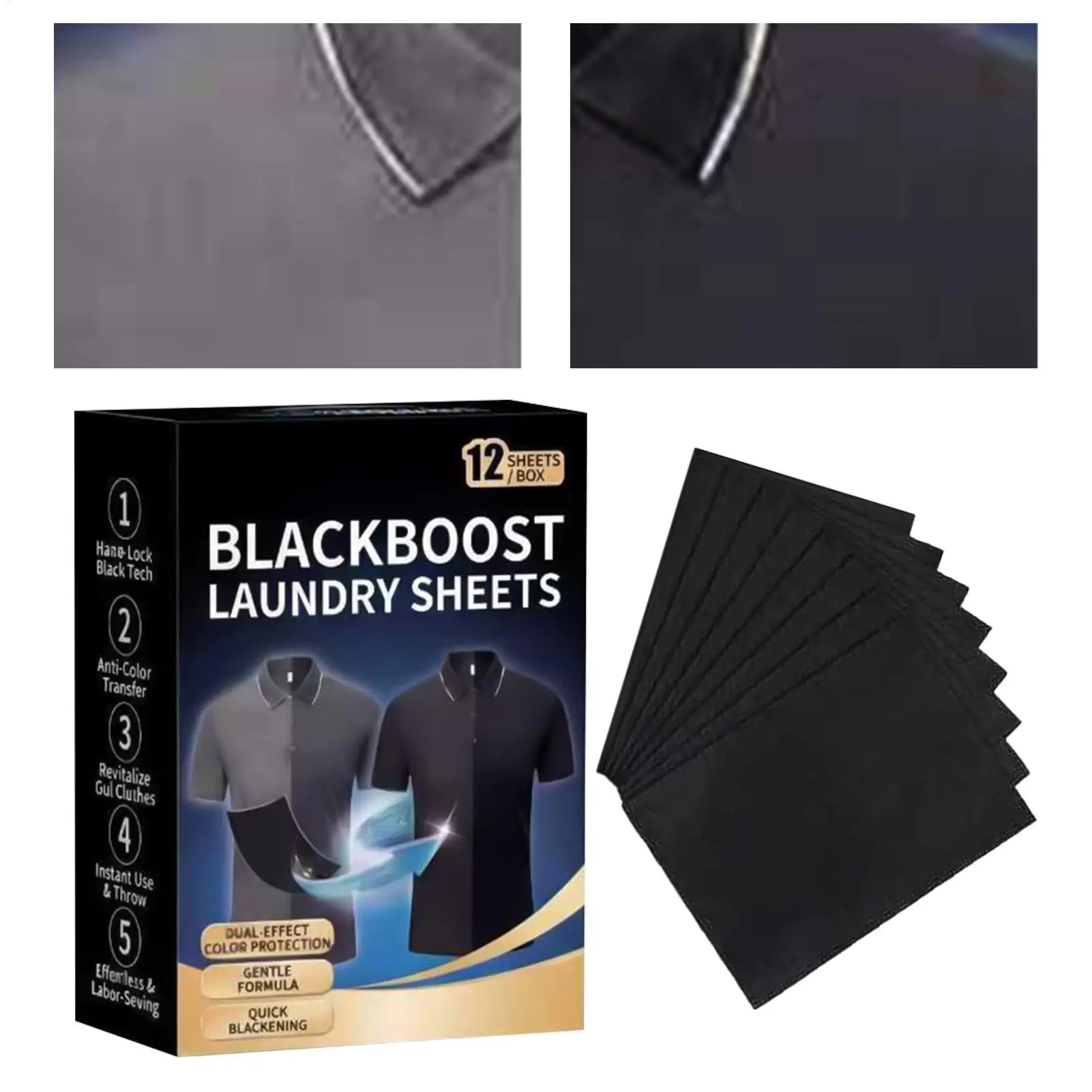 Black Clothes Dye 12 Fabric Tablets Restore Long-lasting Laundry