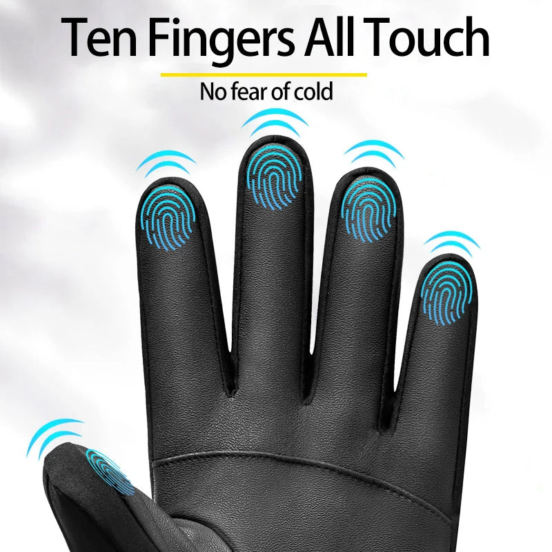 Thermal Winter Cycling Ski Gloves Outdoor Sports Running Motorcycle Touch Screen Fleece Gloves Non-slip Warm Full Fingers Gloves Zpaxo
