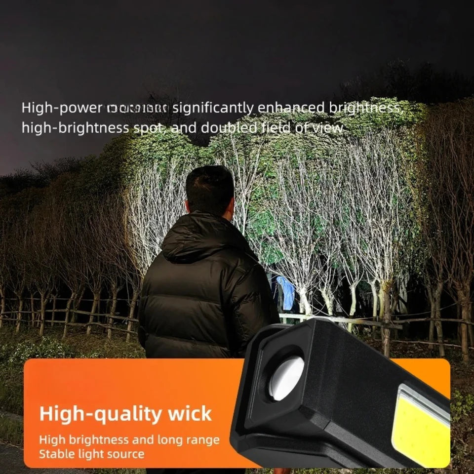 USB Rechargeable LED Flashlight – COB Work Light & Emergency