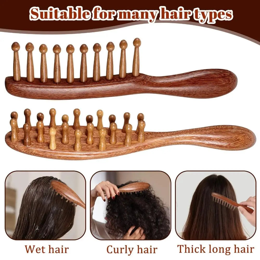 Wooden Loc Comb Comfortable Massage Wide Teeth Body Meridian Zpaxo