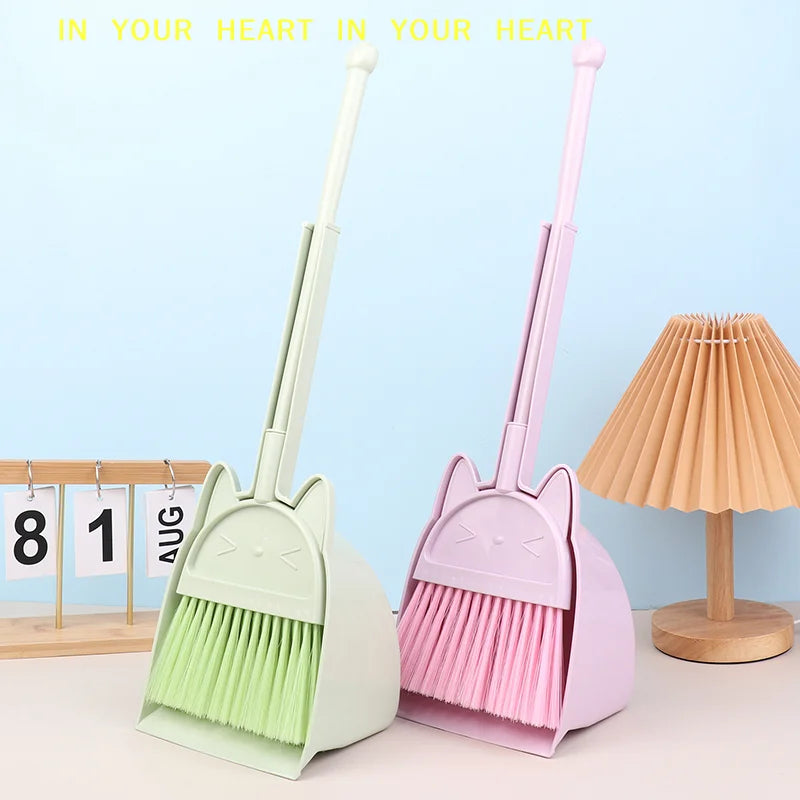 【X】1 Set Cartoon Flexible Bristles Kids Pretend Play Toddlers Indoor Outdoor Floor Sweeping Tool Kit Mini Children Broom Dustpan Zpaxo