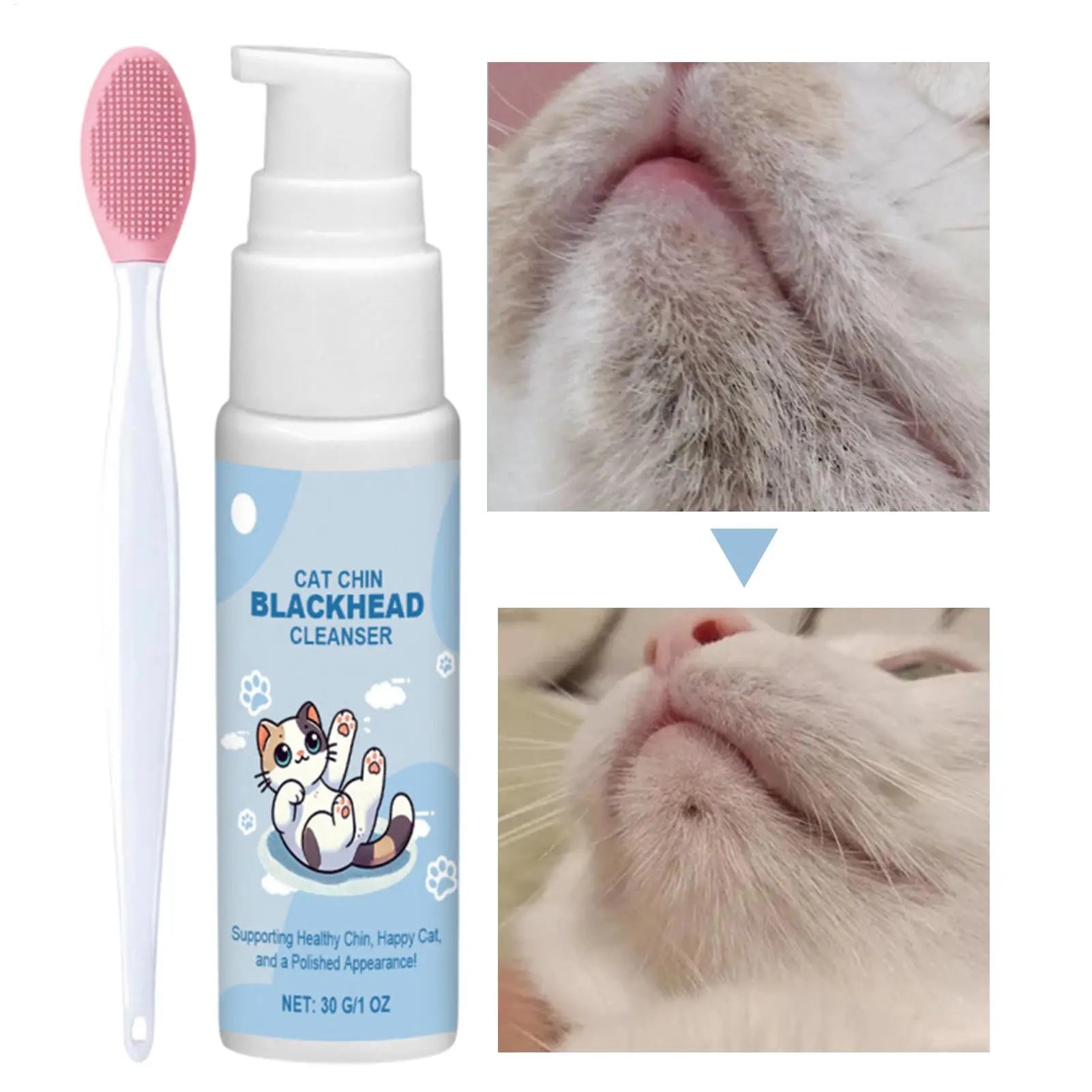 30g Pet Chin Cleaner Blackhead Cleaning Lotion Pet Chin Acne Care Brush Grooming Supplies Tooth Stain Remover For Dogs Cats Zpaxo