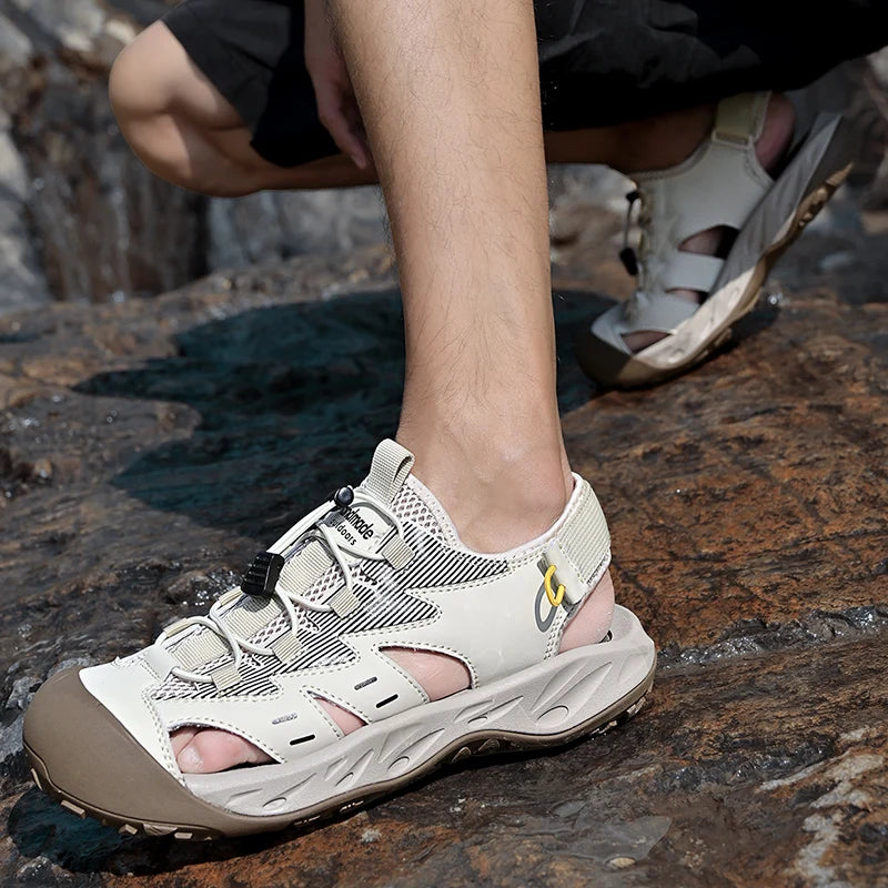 Summer Men Sandals Leather Mens Casual Shoes Outdoor Beach Roman Zpaxo