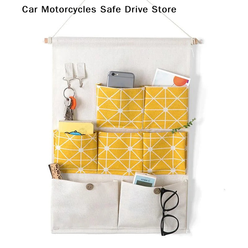 CMMulti Pocket Wall Hanging Storage Organizer Fabric Bag Phone Pouch