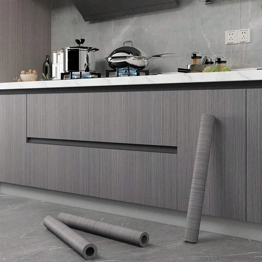 Self-Adhesive Wood-Grain Stickers Grey Waterproof Peel Stick Door Contact Paper for Backdrop Furniture Cabinets Decor Wallpaper Zpaxo