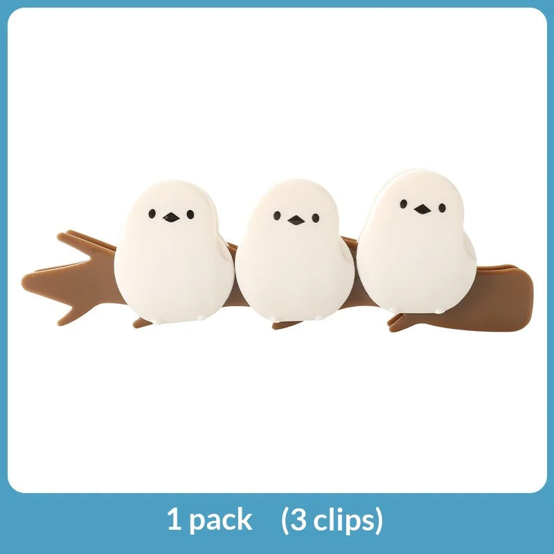 Cute Bird Magnetic Sealing Clip for Food Plastic Bags, Freshness Preservation Clip, Milk Powder Sealing Strip Snack Sealing Clip Zpaxo White