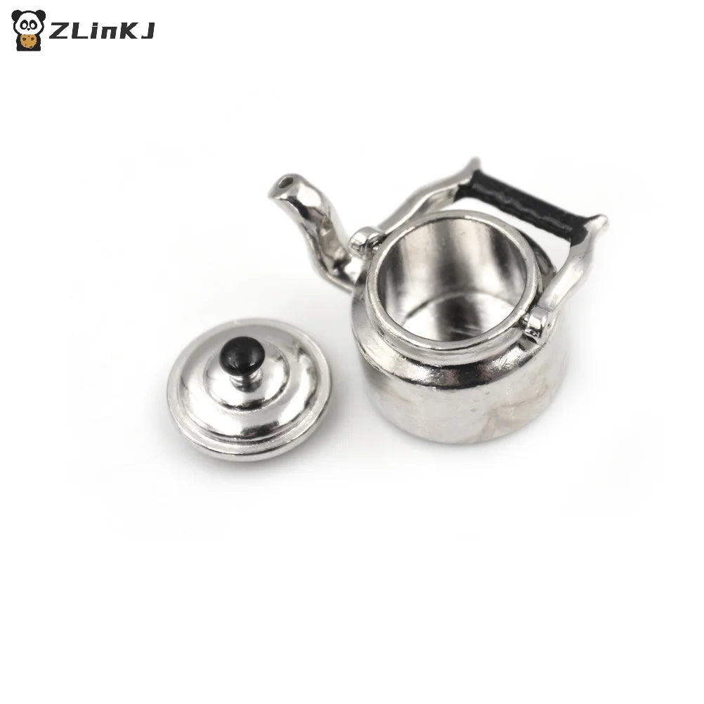 ▶1PCS 1:12 Miniature Teapot Tea Kettle Dollhouse Kitchen Food Accessories Dolls House Kitchen Furniture Teapot Zpaxo