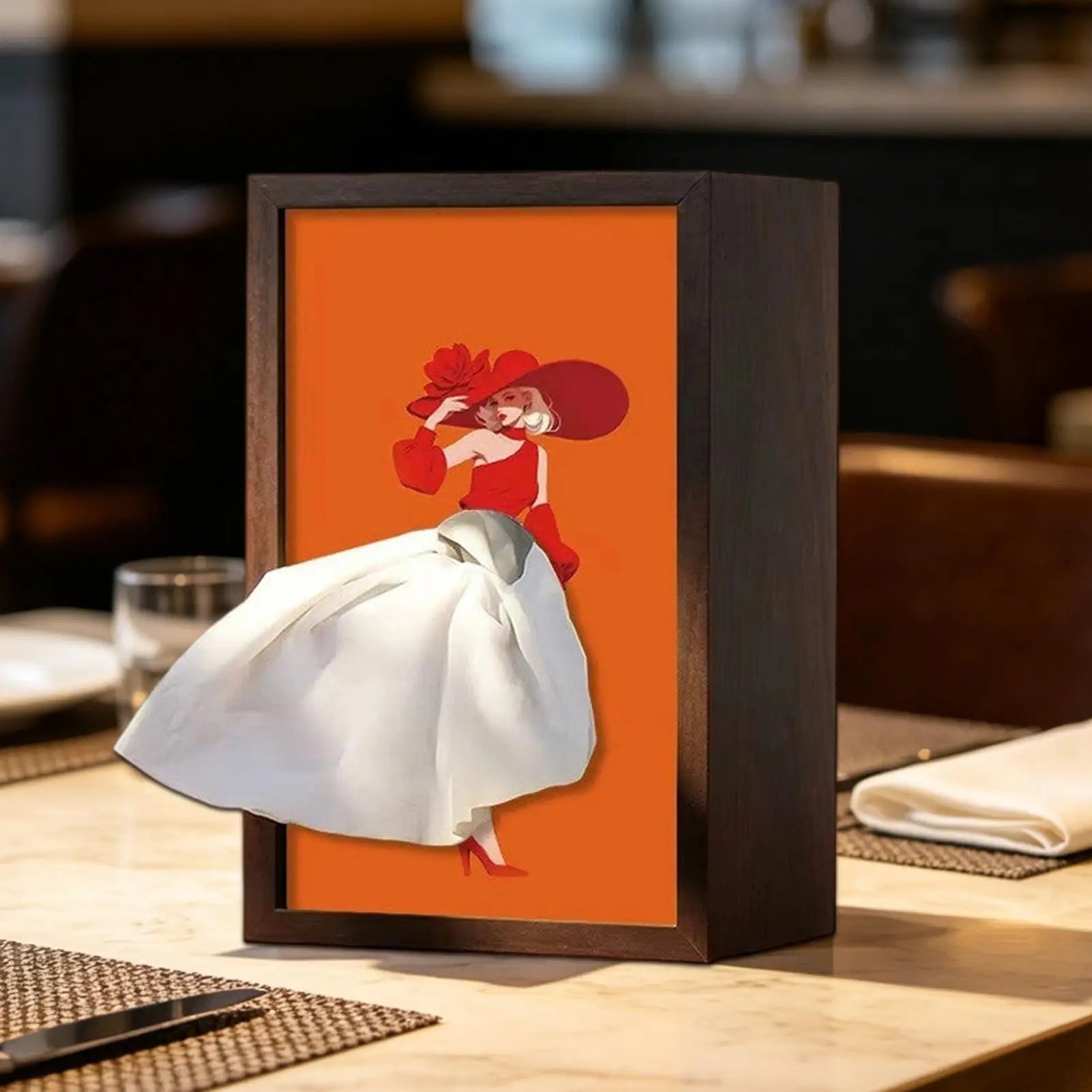Wood Tissue Box Cover Modern Ballet Girl Pattern Dispenser Napkin