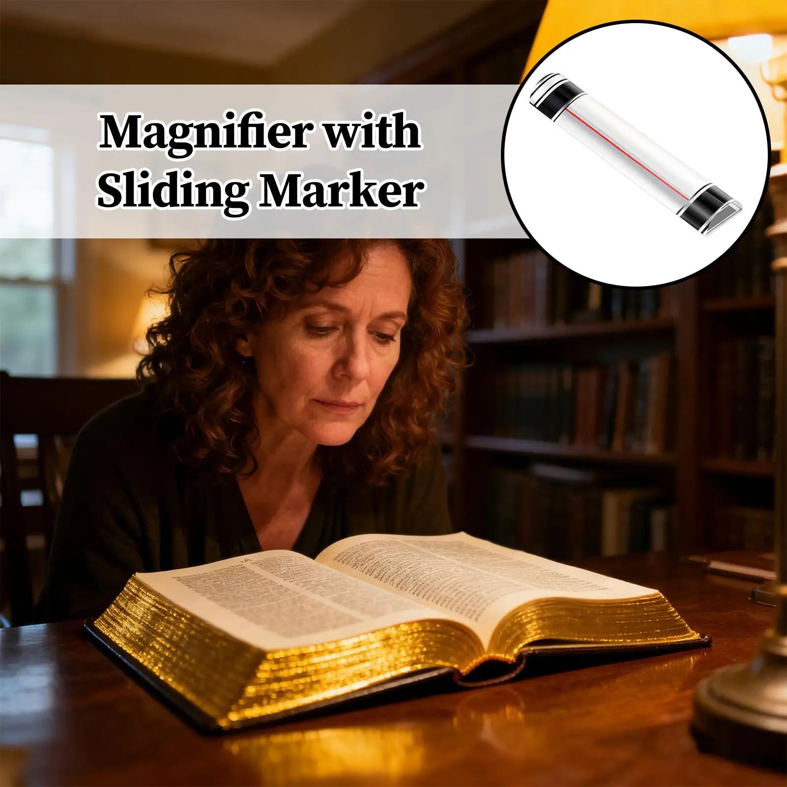 Magnifier Ruler with Sliding Markers Precise Guide Book Page Reading Magnifier for Small Prints Bible Document Newspaper Zpaxo