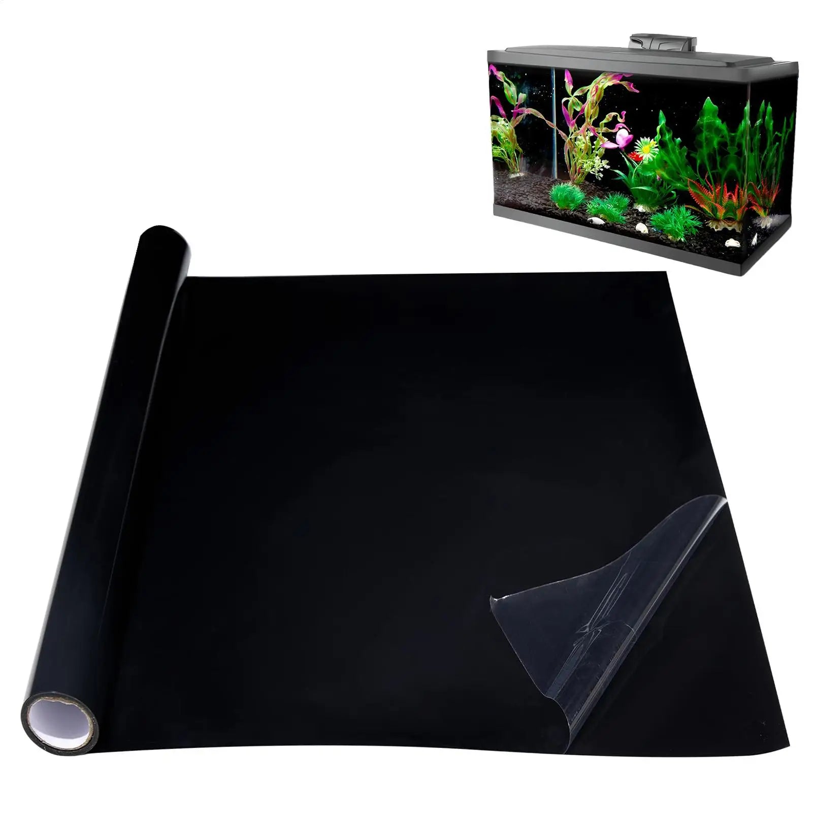 Fish Tank Background Static Cling Black Backdrop Aquarium Poster