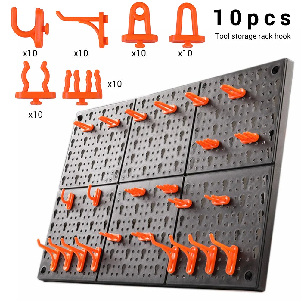 10pc Wall-Mounted Hardware Tool Holder Plastic Storage Hanging Board Hole Hook Parts Garage Organize Attachment for Workshop Zpaxo
