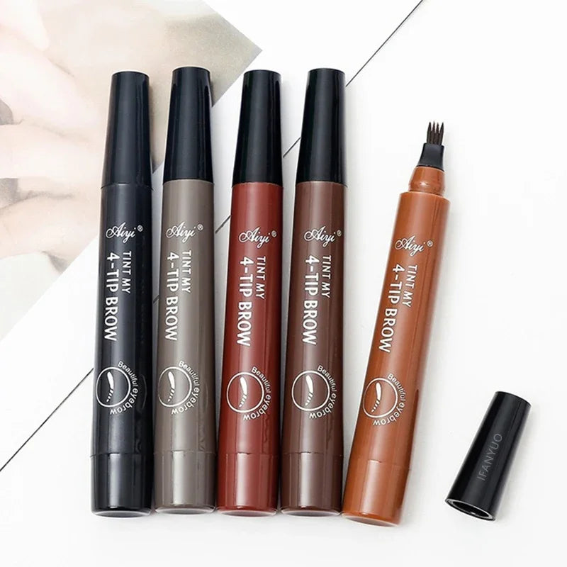 5 Colors 4 Point Eyebrow Pencil Waterproof Liquid Black Brown Eyebrow Pen Makeup Long Lasting Cosmetic 4 Split Tip Brow Pencil Zpaxo