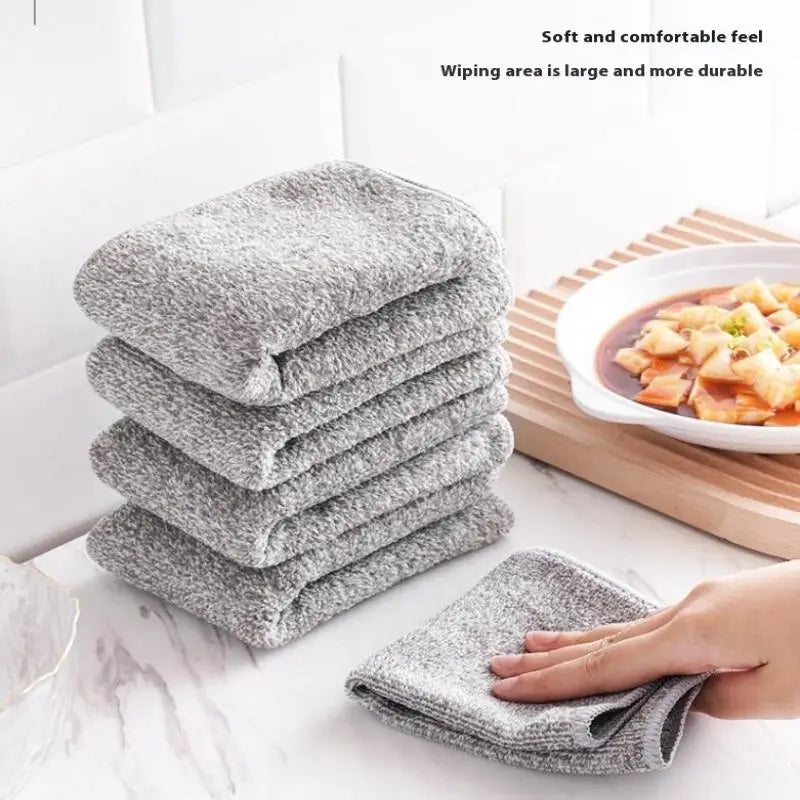 5PCS Cleaning Cloth Fiber Thickened Dishcloths High Absorbent Scouring Kitchen Washing Dish Rags Household Wipe Towels Zpaxo