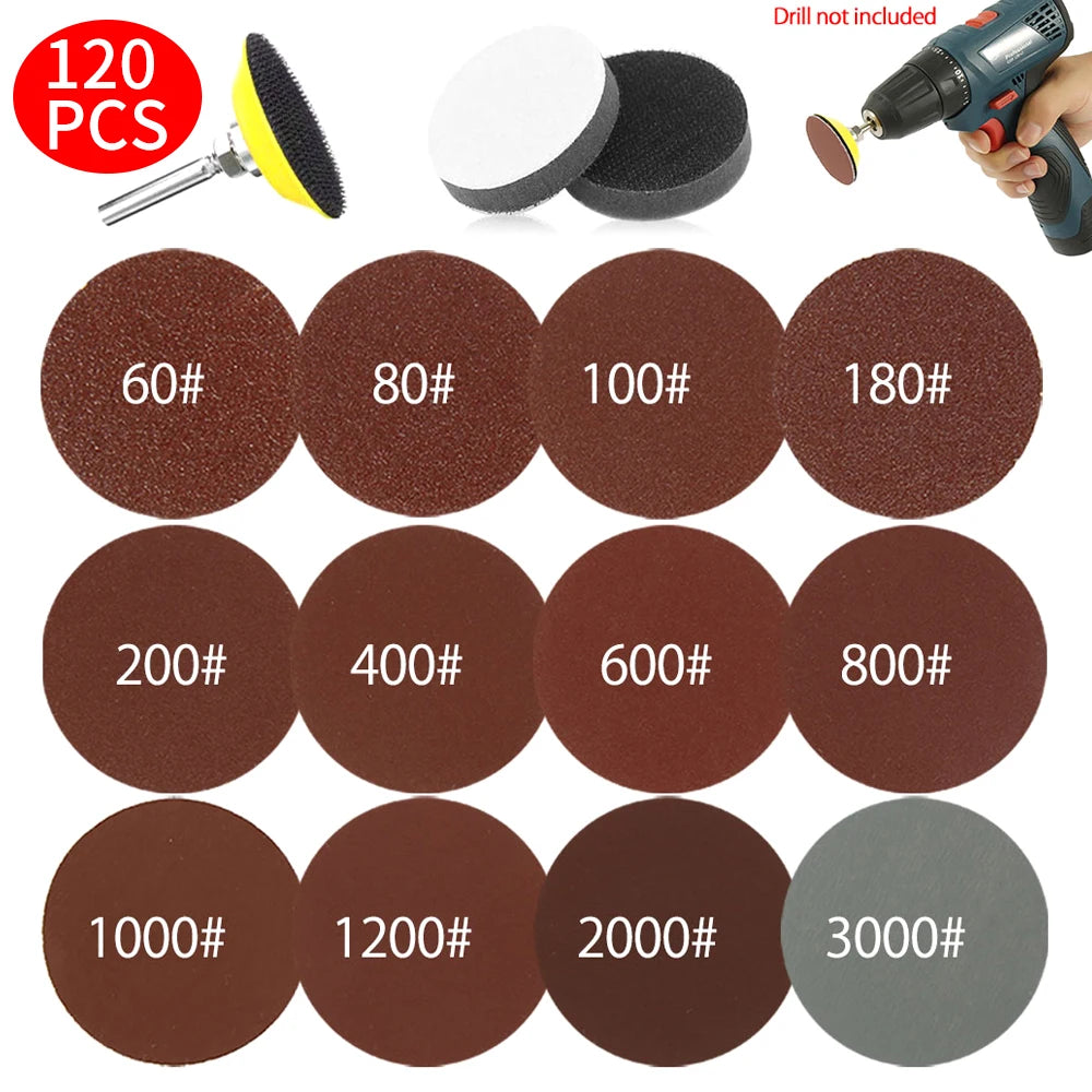110/120Pcs Sanding Disc 2 Inch Round Sanding Sheet Sanding Pads Paper Drill Grinder Rotary Tools 60-3000 Grit for Metal WoodWork Zpaxo