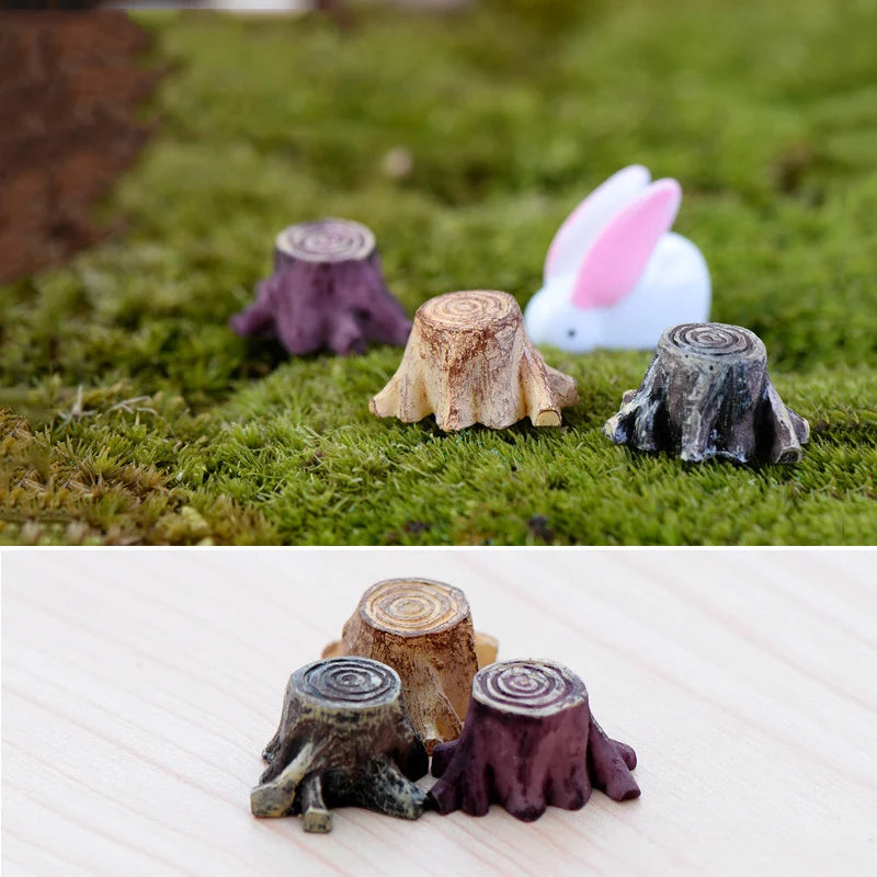 Mini Tree Stump Resin Figurine – Fairy Garden DIY Ornament