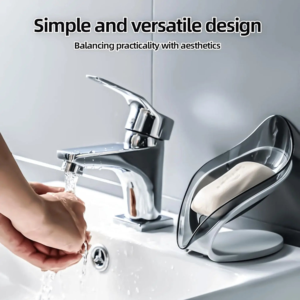2-Pack Self-Draining Soap Dish with Suction Cup | Leaf Design