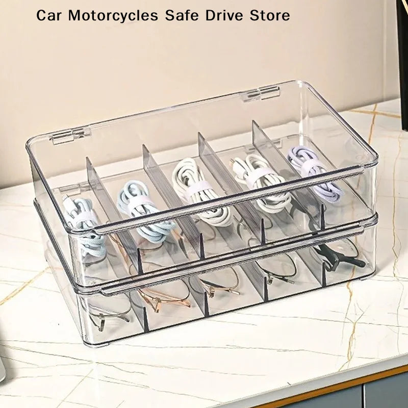 Multifunctional Transparent Multi Layer Glasses Storage Box Stackable