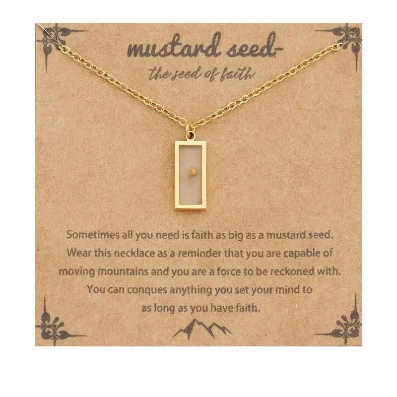 Christian Mustard Seed Gold Stainless Steel Pendant Faith Silver Chain Zpaxo A5