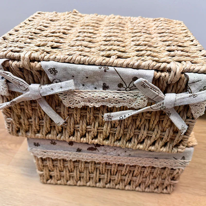 For Toys Snacks And Miscellaneous Items Desktop Cosmetic Storage Box Household Rattan Woven Storage Box Zpaxo