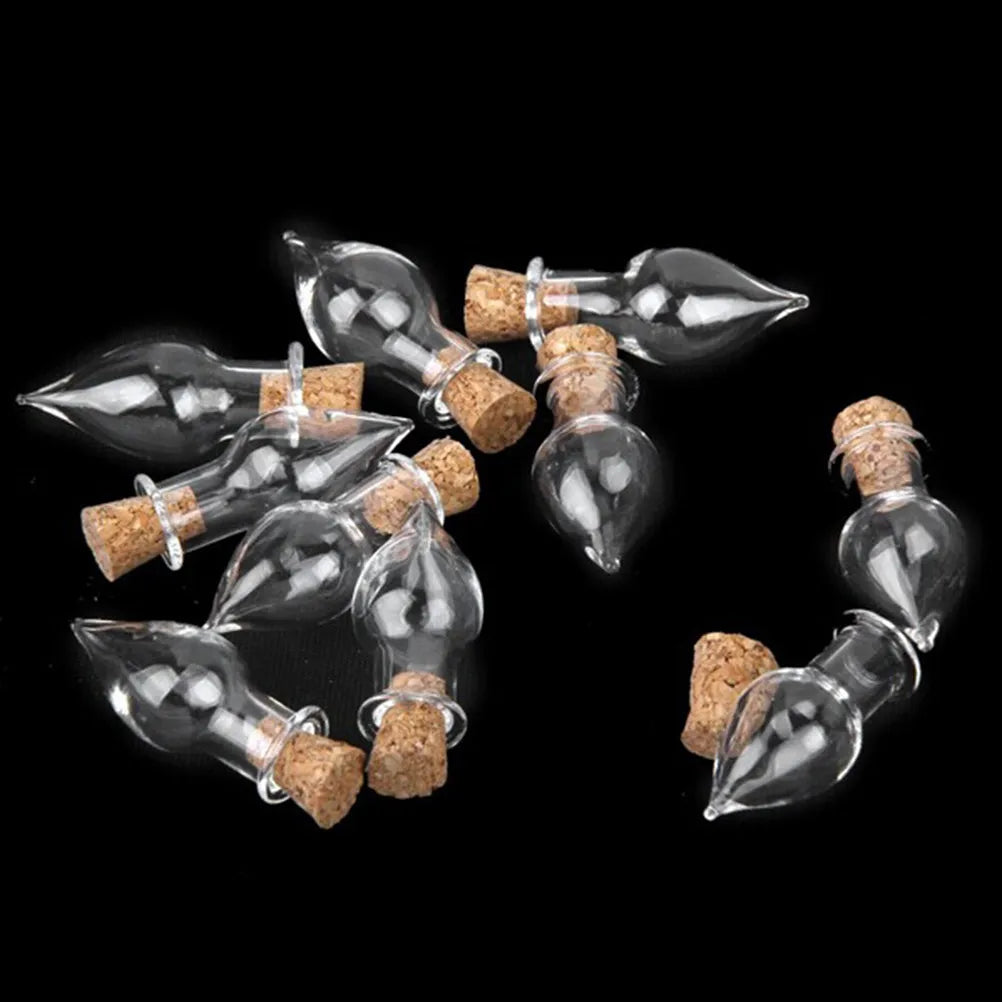 Transparent Mini Glass Wish Bottles Cork Plug Teardrop Shape Handmade