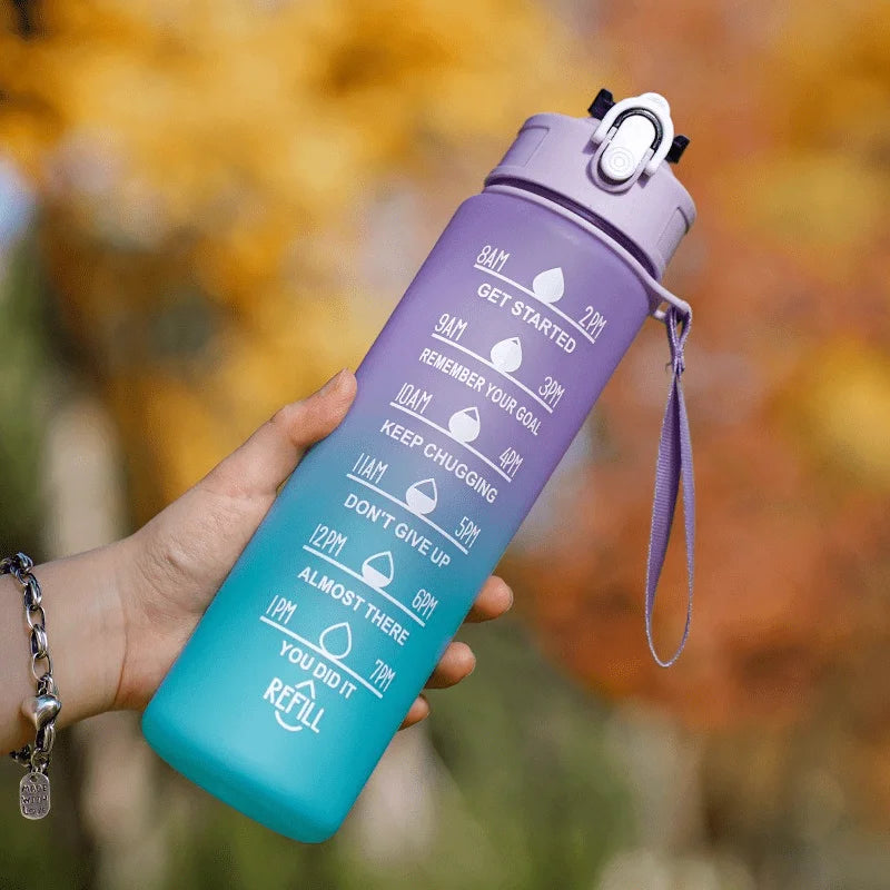 2 Liter Large Capacity Sports Water Bottle Leak Proof Colorful Plastic Cup Drinking Outdoor Travel Portable Gym Fitness Jugs Zpaxo purple blue-900ml 2.0L