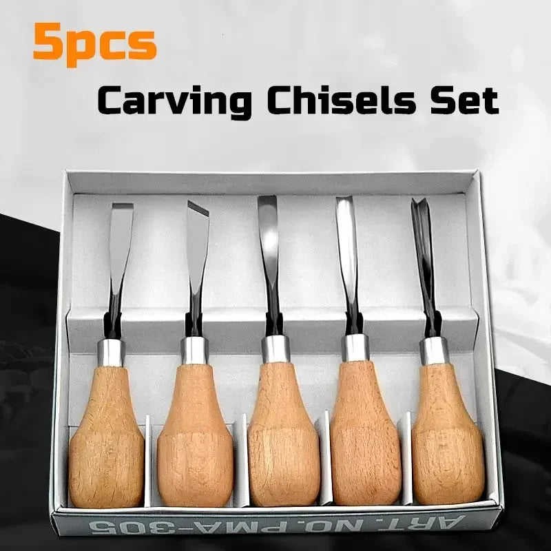 5 Professional Wood Carving Hand Chisels Tools Woodworking Gouges