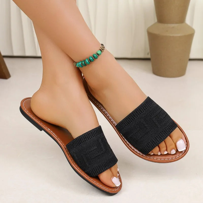 Women Slippers 2026 Summer Luxury Fashion Flat Sandals Brown Designer Zpaxo 43 image color 2