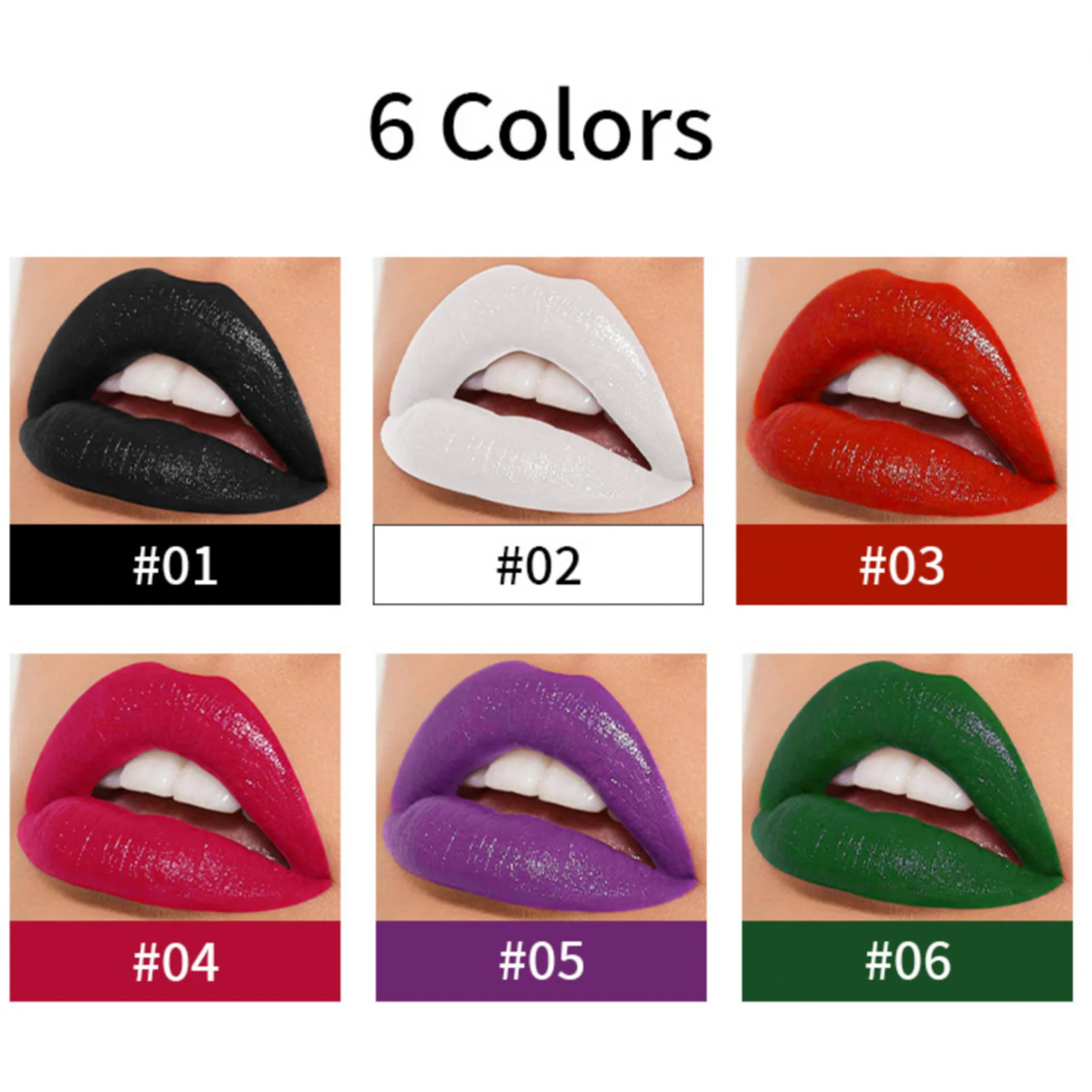 Matte Lipstick Waterproof Green Purple Black White Lip Gloss Tint