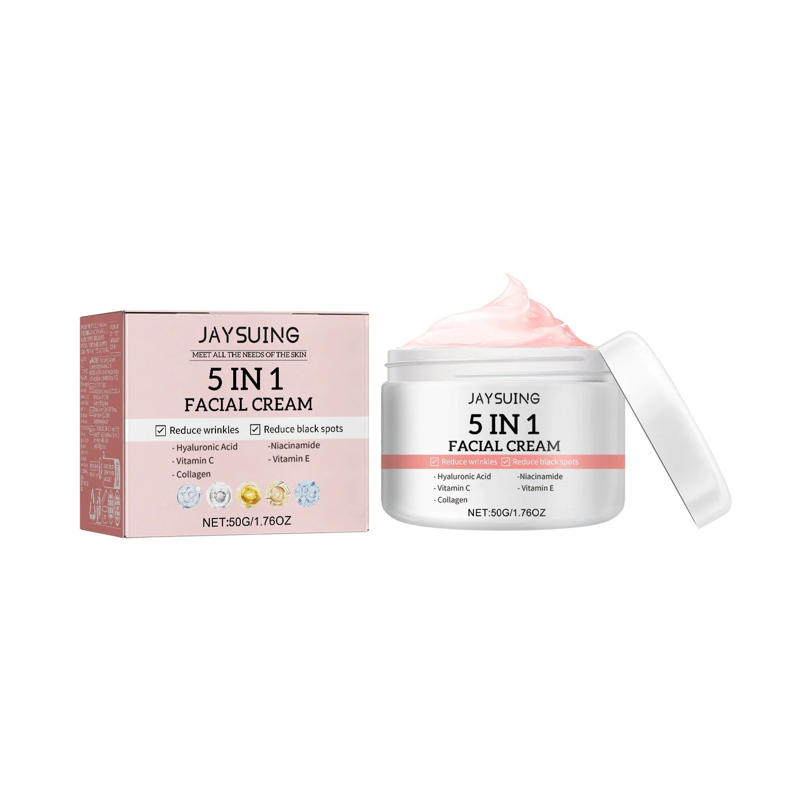 Jaysuing 5-in-1 Collagen Facial Kit – Hydrate, Brighten & Firm Facial Skincare Set Zpaxo Cream 50g Boxed 1 set