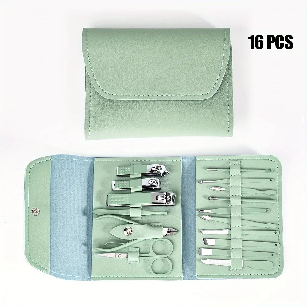 Professional Nail Clippers Cuticle Nippers Travel Case Manicure Zpaxo Green