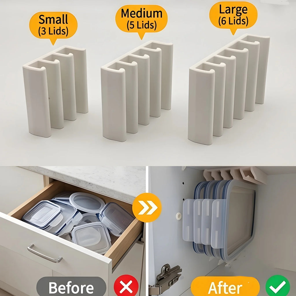 Under Cabinet Organizer Rack Kitchen Food Container Lid Holder Space