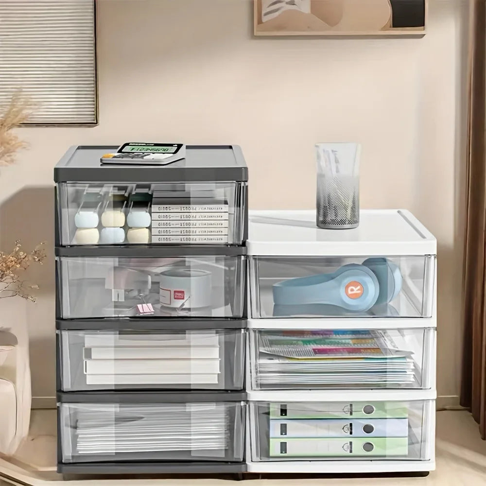 4 Layer Transparent Desktop Storage Box Suitable Organizing Office