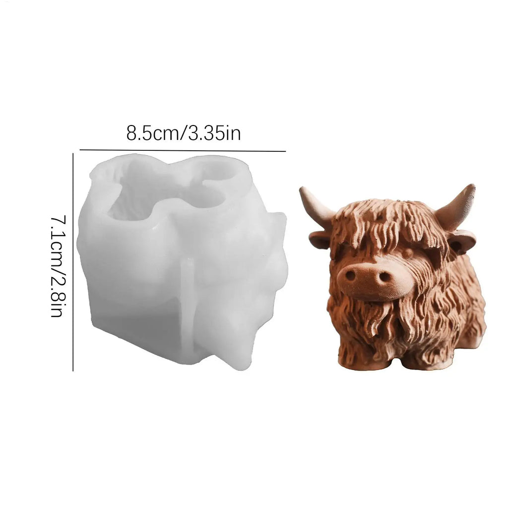 Highland Cow Silicone Mold Reusable 3D Resin Candle Chocolate Cake