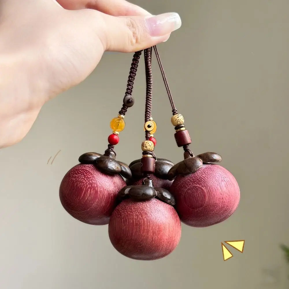 Chinese Style Sandalwood Keychain Strawberry Mangosteen Wooden Pendant Phone Chain Backpack Charms Creative Car Keyring Zpaxo