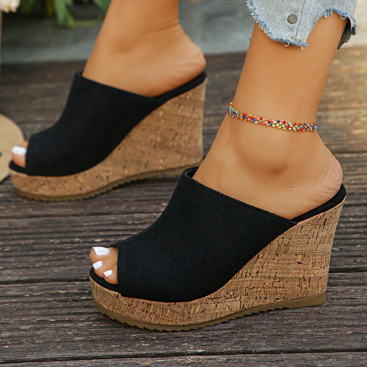 Women Wedges Sandals 2025 Fashion Platform Slippers Peep Toe Super High Heels Sandals Women Sexy Mules Shoes Zapatos De Mujer Zpaxo