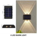 Solar Wall Lamp Outdoor Waterproof Powered Light UP Down Illuminate Zpaxo 4LED Warm light 2PCS in set