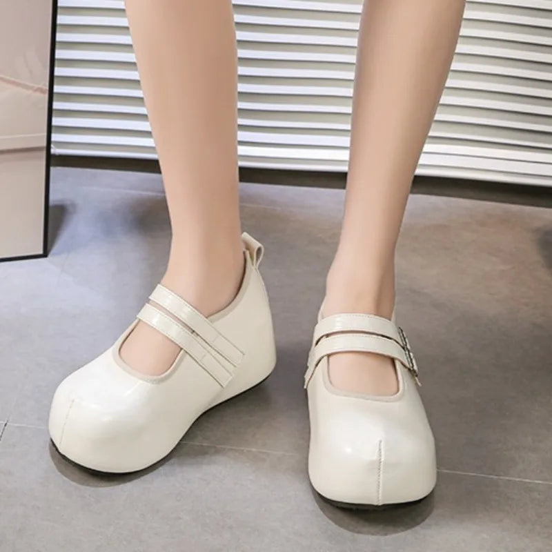 Women's Heels Single Shoes Fashion Hidden Heel Loafers Zpaxo Beige 36