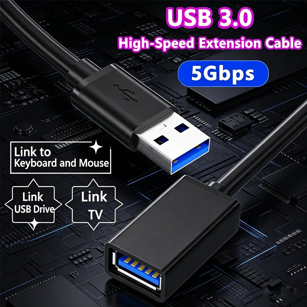 5Gbps USB 3.0 Extension Cable – Male to Female USB-A Extender USB Extension Cable Zpaxo