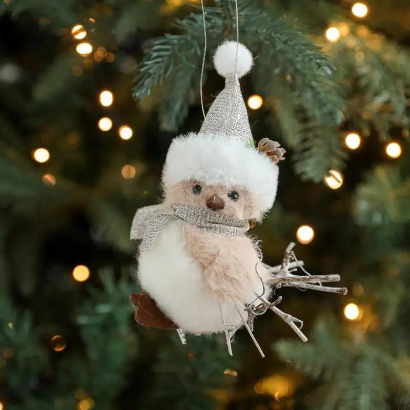 Christmas Tree Decoration Decorative Plush Bird Ornament Natural